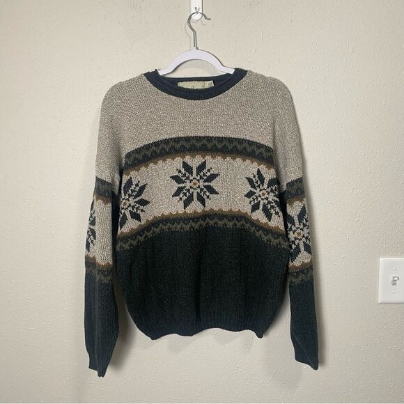 Vintage Greatland Cotton Blend Fair Isle Knit Grandpa Sweater Men's Size Large - Picture 7 of 10